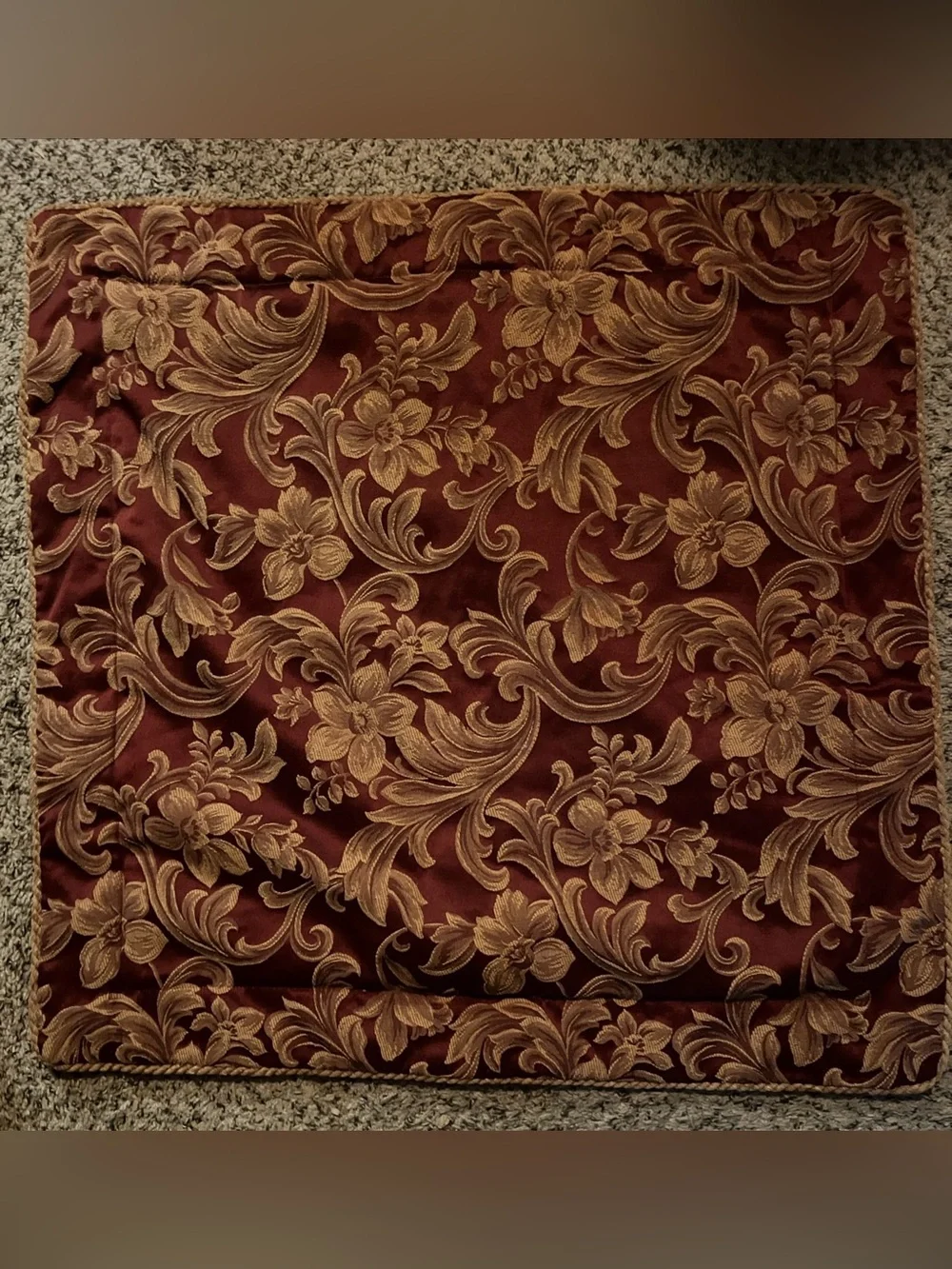 Elegant Floral Damask Jacquard Euro Pillow Cover in Burgundy